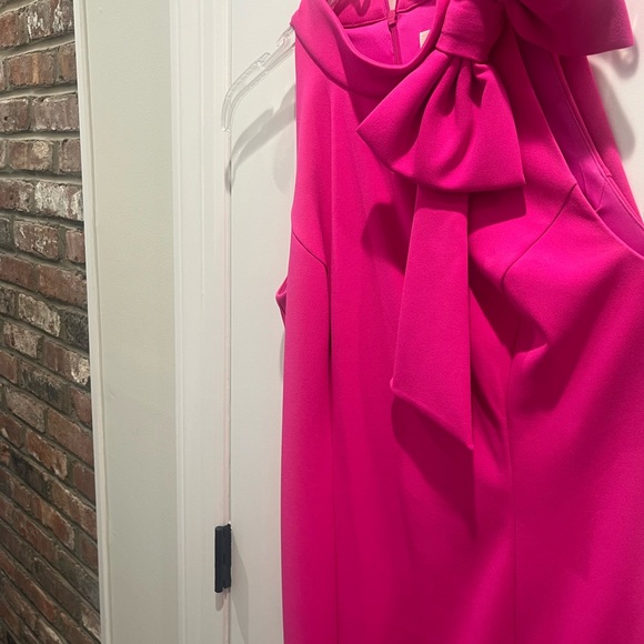 Eliza J Bright Fuchsia Sleeveless Dress with Statement Bow - Picture 2 of 7